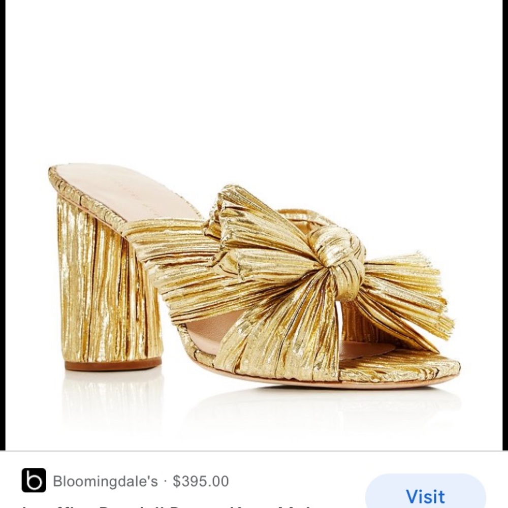Loeffler Randall Gold Penny Knot Mules